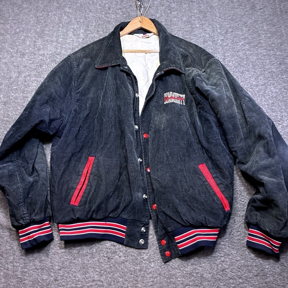 Vintage Rennoc Corduroy Jacket Quilt Lined Bomber Men XXL 2XL Distressed 80s 90s